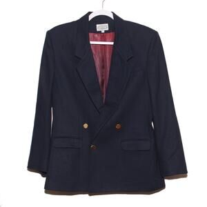 Vintage The Villager Navy Wool Blazer Size 10 Double Breasted